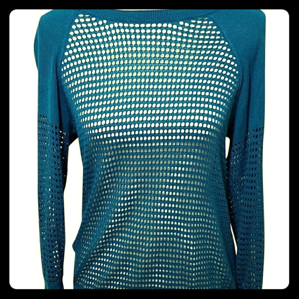 Express Teal Knit Mesh Sweater, new!
